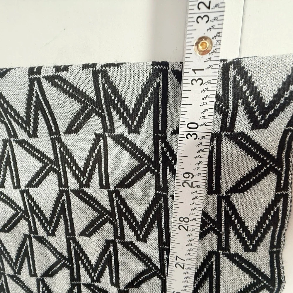 Michael Kors New Black Silver Metallic Monogram Logo‎ Knit Scarf 90 Y2K fairy